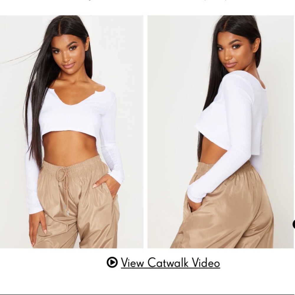 PLT WHITE LONG SLEEVE CROP